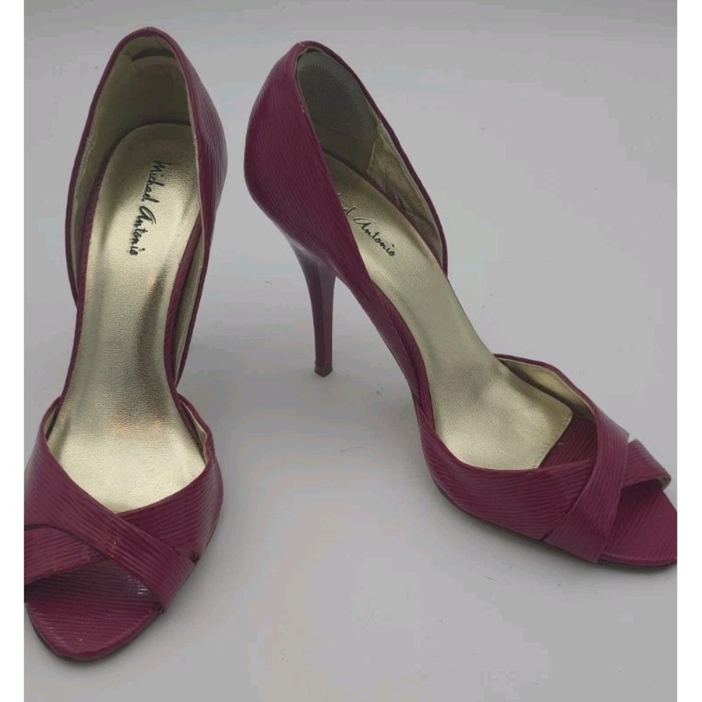 Michael Antonio‎ Women's 9 Pink Peep Toe Textured Patent Stiletto Heels